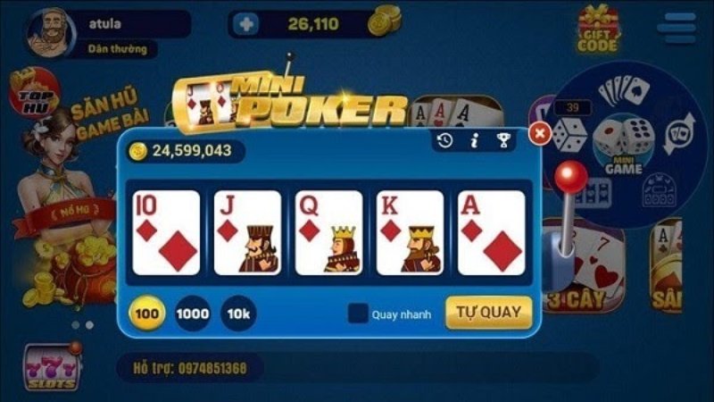 Phổ biến luật chơi mini poker tại sân cược Sunwin20